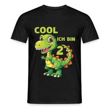Dinosaurier 2 Geburtstag Dino 2 Jahre Spruch - Männer T-Shirt - Schwarz - Vorne - AI Model Male 178 light (178cm)