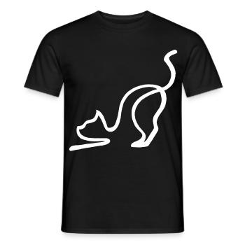 Sketch of the White Cat - Men's T-Shirt - black - Front - AI Model Male 178 light (178cm)