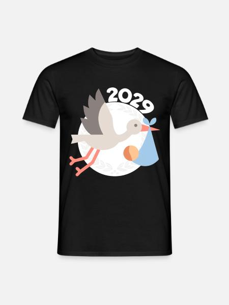Cigogne avec bébé 2029 - T-shirt homme - noir