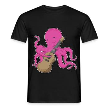 Octopus Musician Guitar Music - Men's T-Shirt - black - Front - AI Model Male 178 light (178cm)