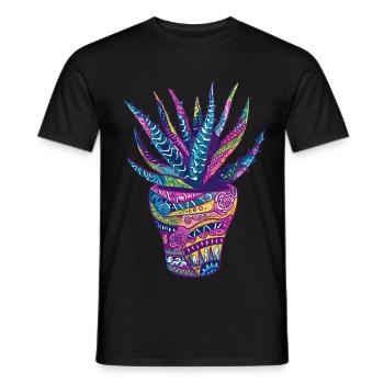 Aloe Vera Psychedelic Succulent Plant Garden - Men's T-Shirt - black - Front - AI Model Male 178 light (178cm)