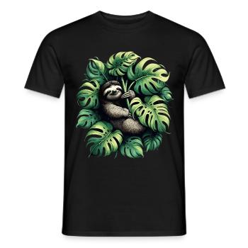 Cadeau de paresseux Monstera deliciosa - T-shirt homme - noir - Devant - AI Model Male 178 light (178cm)