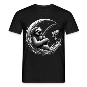 Angeln Faultier Angler Geschenk - Männer T-Shirt - Schwarz - Vorne - AI Model Male 178 light (178cm)