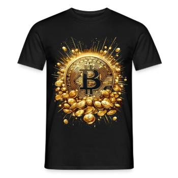 Bitcoin Explosion Crypto Enthusiasts - Men's T-Shirt - black - Front - AI Model Male 178 light (178cm)