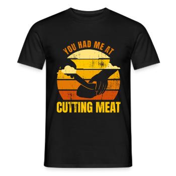 Tu m’as eu par la viande - T-shirt homme - noir - Devant - AI Model Male 178 light (178cm)