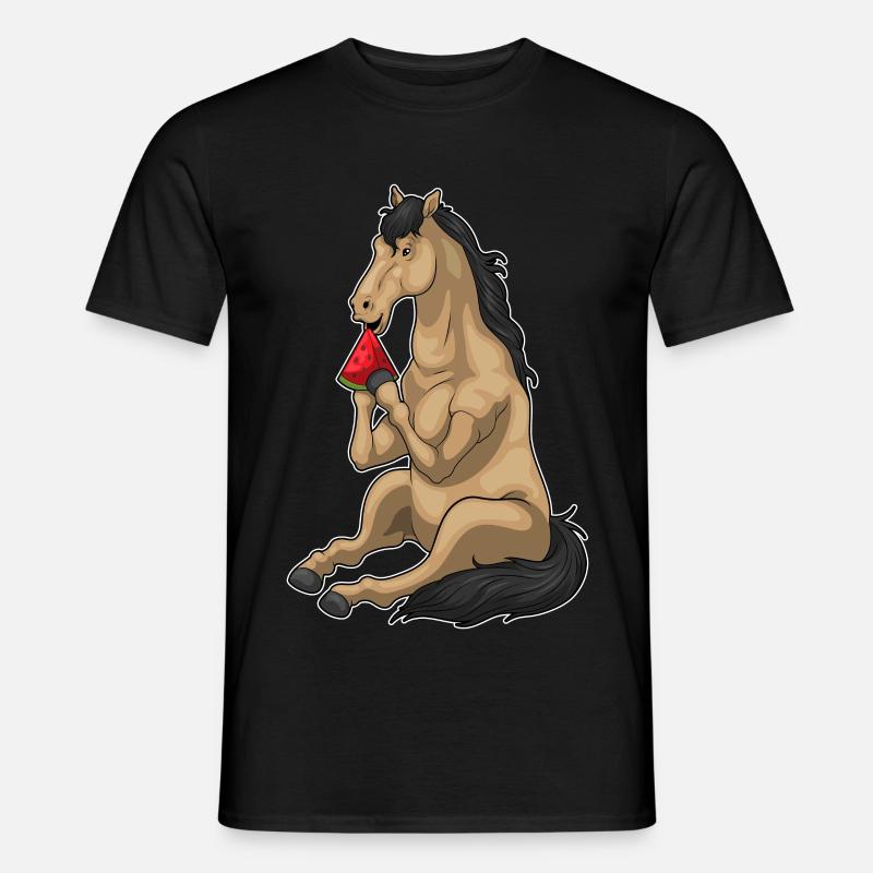 Cheval Pastèque Fruit - T-shirt homme - noir
