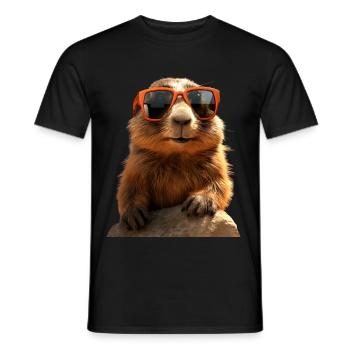 Murmeltier mit Sonnenbrille Nagetier Erdhörnchen - Männer T-Shirt - Schwarz - Vorne - AI Model Male 178 light (178cm)