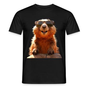 Murmeltier mit Sonnenbrille Nagetier Erdhörnchen - Männer T-Shirt - Schwarz - Vorne - AI Model Male 178 light (178cm)