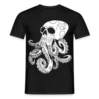 Octopus Skull - Men's T-Shirt - black - Front - AI Model Male 178 light (178cm)