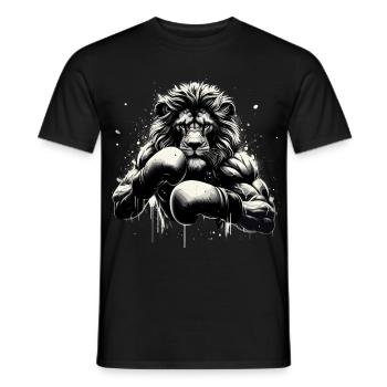 Löwe Boxer Kämpfer Boxen Geschenk - Männer T-Shirt - Schwarz - Vorne - AI Model Male 178 light (178cm)
