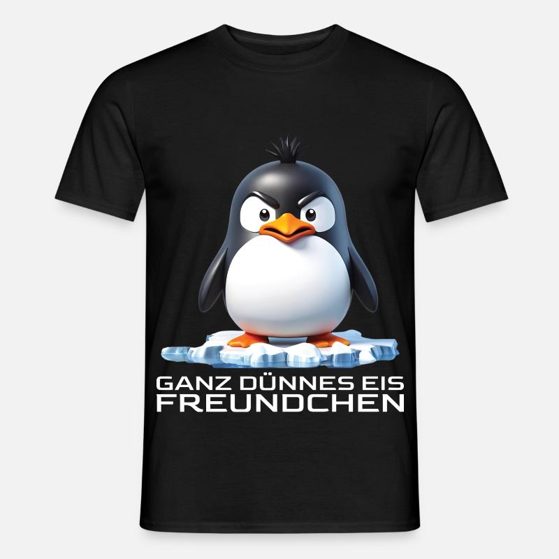 Ganz dünnes Eis Freundchen Pinguin - Männer T-Shirt - Schwarz