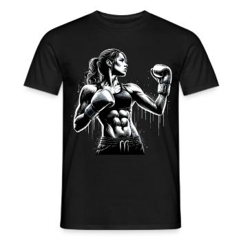 Boxeur Femme Forte Boxe Femmes Boxe Cadeau - T-shirt homme - noir - Devant - AI Model Male 178 light (178cm)