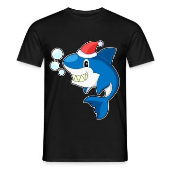 Shark Christmas Santa Hat - Men's T-Shirt - black - Front - AI Model Male 178 light (178cm)