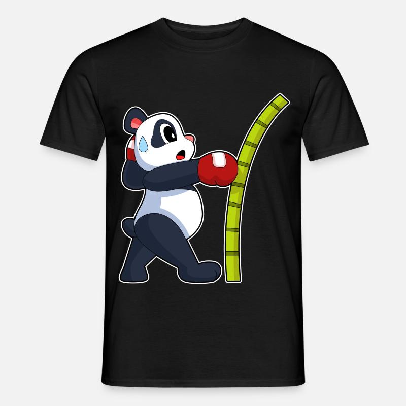 Panda Boxer Boxhandschuhe Boxen - Männer T-Shirt - Schwarz