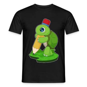 Tortue Pupille Crayon École - T-shirt homme - noir - Devant - AI Model Male 178 light (178cm)