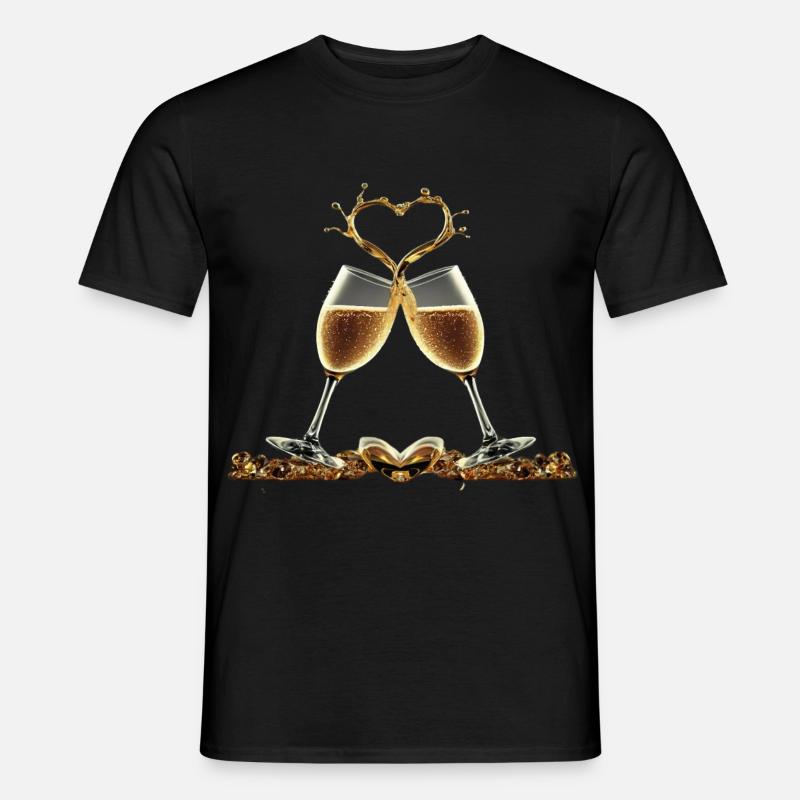 Zwei Gläser bilden ein Herz / Geschenkidee - Männer T-Shirt - Schwarz