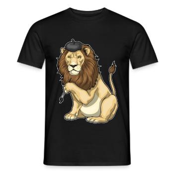 Lion Painter Brush Painting - Men's T-Shirt - black - Front - AI Model Male 178 light (178cm)