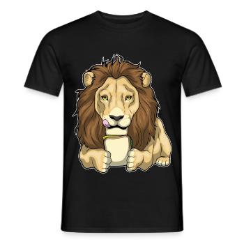 Löwe Sandwich - Männer T-Shirt - Schwarz - Vorne - AI Model Male 178 light (178cm)