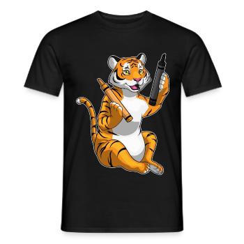 Tiger Schüler Wachsmalstifte Schule - Männer T-Shirt - Schwarz - Vorne - AI Model Male 178 light (178cm)