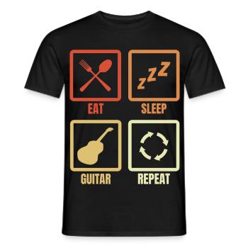 Eat Sleep Répétition de guitare - T-shirt homme - noir - Devant - AI Model Male 178 light (178cm)