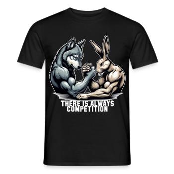 Armwrestling Armdrücken Wolf und Hase Geschenk - Männer T-Shirt - Schwarz - Vorne - AI Model Male 178 light (178cm)
