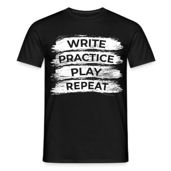 Writing, practicing, playing, repeating - Men's T-Shirt - black - Front - AI Model Male 178 light (178cm)