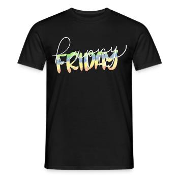 Happy Friday Lettrage Enfin Week-end Temps libre - T-shirt homme - noir - Devant - AI Model Male 178 light (178cm)