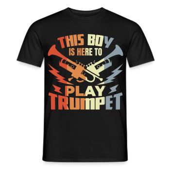 Junge der Trompete spielt - Männer T-Shirt - Schwarz - Vorne - AI Model Male 178 light (178cm)
