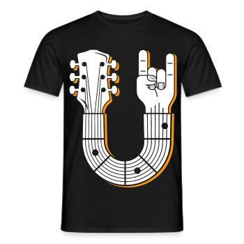 Musical Guitar Hand Sign Illustration - Men's T-Shirt - black - Front - AI Model Male 178 light (178cm)