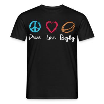 Peace Love Rugby - Men's T-Shirt - black - Front - AI Model Male 178 light (178cm)