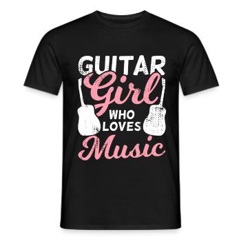 Fille de guitare qui aime la musique - T-shirt homme - noir - Devant - AI Model Male 178 light (178cm)