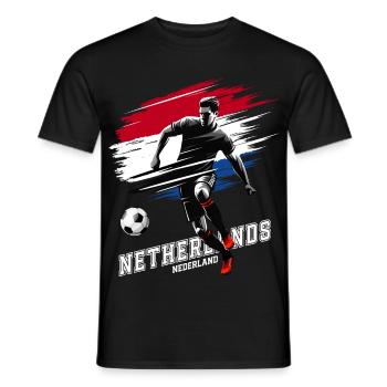 Football Pays-Bas Pays-Bas Drapeau Drapeau - T-shirt homme - noir - Devant - AI Model Male 178 light (178cm)
