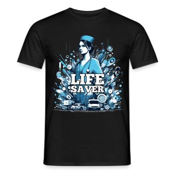 Cadeau de sauveteur d’infirmière - T-shirt homme - noir - Devant - AI Model Male 178 light (178cm)