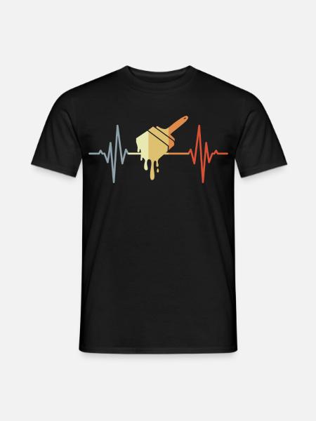 Lackierpinsel Herzschlag - Männer T-Shirt - Schwarz