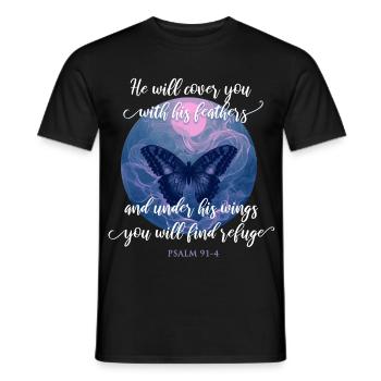 Christliches Zitat Bibelvers Schmetterling - Männer T-Shirt - Schwarz - Vorne - AI Model Male 178 light (178cm)