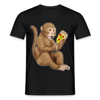 Affe Pizza - Männer T-Shirt - Schwarz - Vorne - AI Model Male 178 light (178cm)