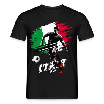 Italian Soccer Player with Flag - Men's T-Shirt - black - Front - AI Model Male 178 light (178cm)