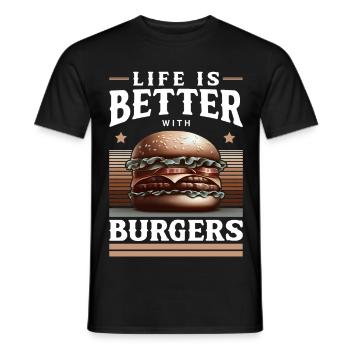 Burgers und Lebensfreude Motiv - Männer T-Shirt - Schwarz - Vorne - AI Model Male 178 light (178cm)