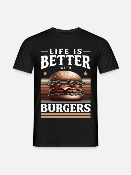 Burgers und Lebensfreude Motiv - Männer T-Shirt - Schwarz