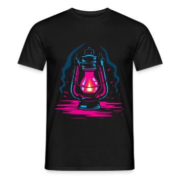 Lampe à huile Look rétro - T-shirt homme - noir - Devant - AI Model Male 178 light (178cm)