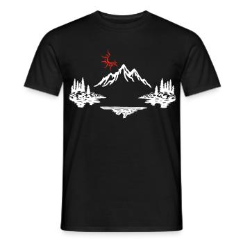 White Mountain Landscape - Men's T-Shirt - black - Front - AI Model Male 178 light (178cm)