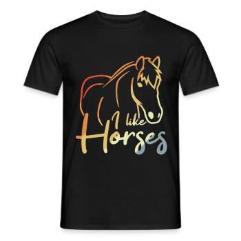I Like Horses - Männer T-Shirt - Schwarz - Vorne - AI Model Male 178 light (178cm)
