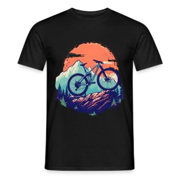 Mountainbiken - Männer T-Shirt - Schwarz - Vorne - AI Model Male 178 light (178cm)