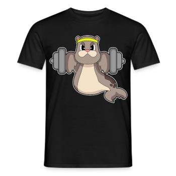Seal Bodybuilder Barbell Bodybuilding - Men's T-Shirt - black - Front - AI Model Male 178 light (178cm)