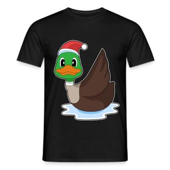 Canard Noël père Noël chapeau - T-shirt homme - noir - Devant - AI Model Male 178 light (178cm)