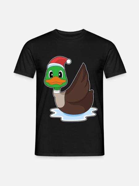 Ente Weihnachten Weihnachtsmütze - Männer T-Shirt - Schwarz