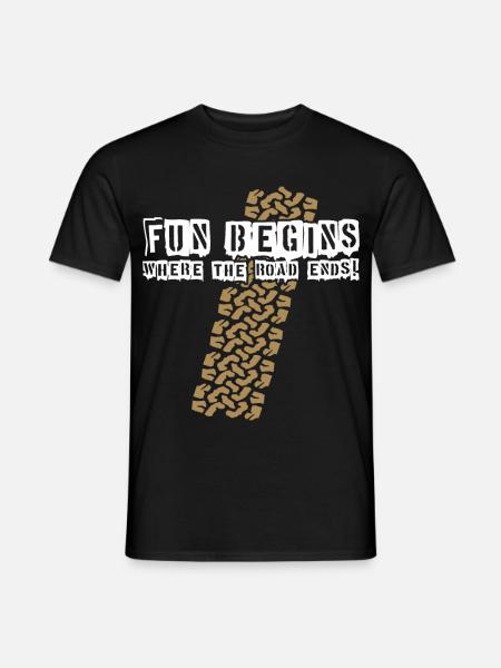 FUN BEGINS - Where the Road Ends! AT-Tire Profil - Männer T-Shirt - Schwarz