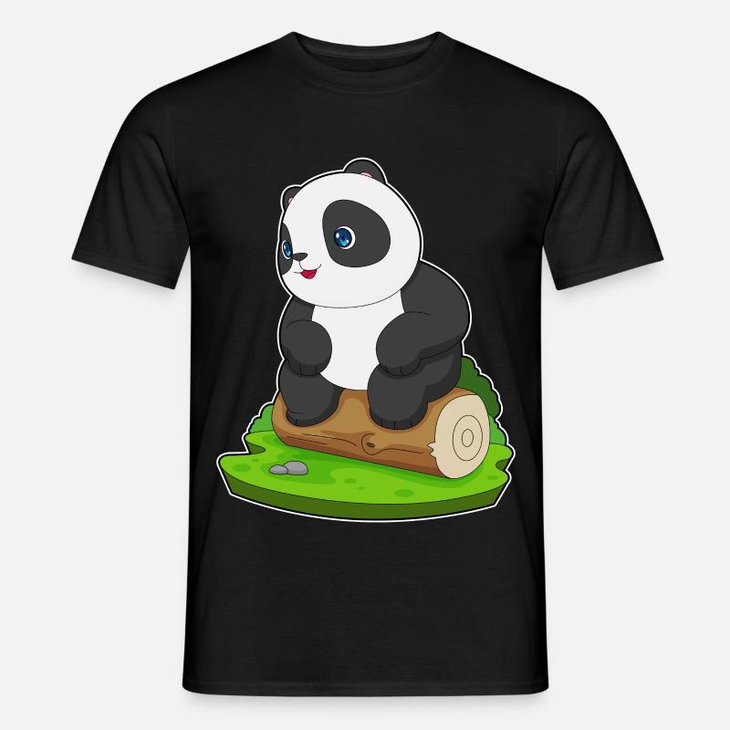 Panda Baumstamm - Männer T-Shirt - Schwarz