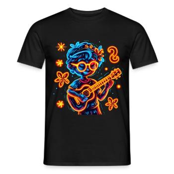 90er Jahre Ukulelist - Männer T-Shirt - Schwarz - Vorne - AI Model Male 178 light (178cm)