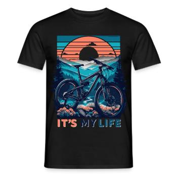 Mountainbike Sonnenuntergang Abenteuer Design - Männer T-Shirt - Schwarz - Vorne - AI Model Male 178 light (178cm)